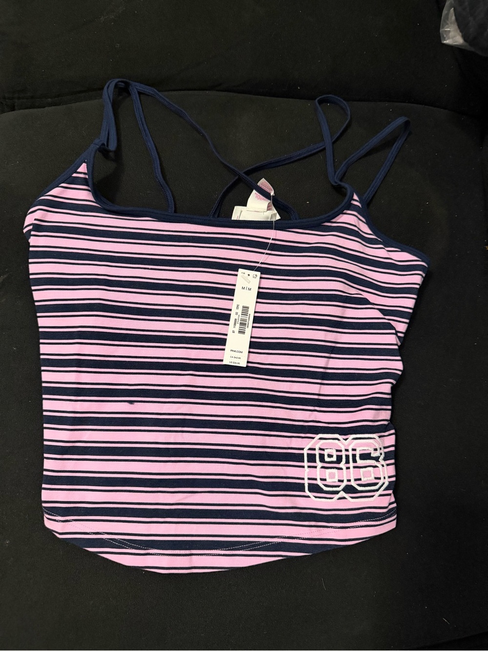 PINK Victoria's Secret Pink & Navy Striped Camisole Tank